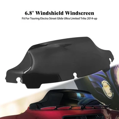 6.8" Black Wave Windshield For Harley Electra Glide Ultra Limited Trike 14-25 - Image 1 of 4