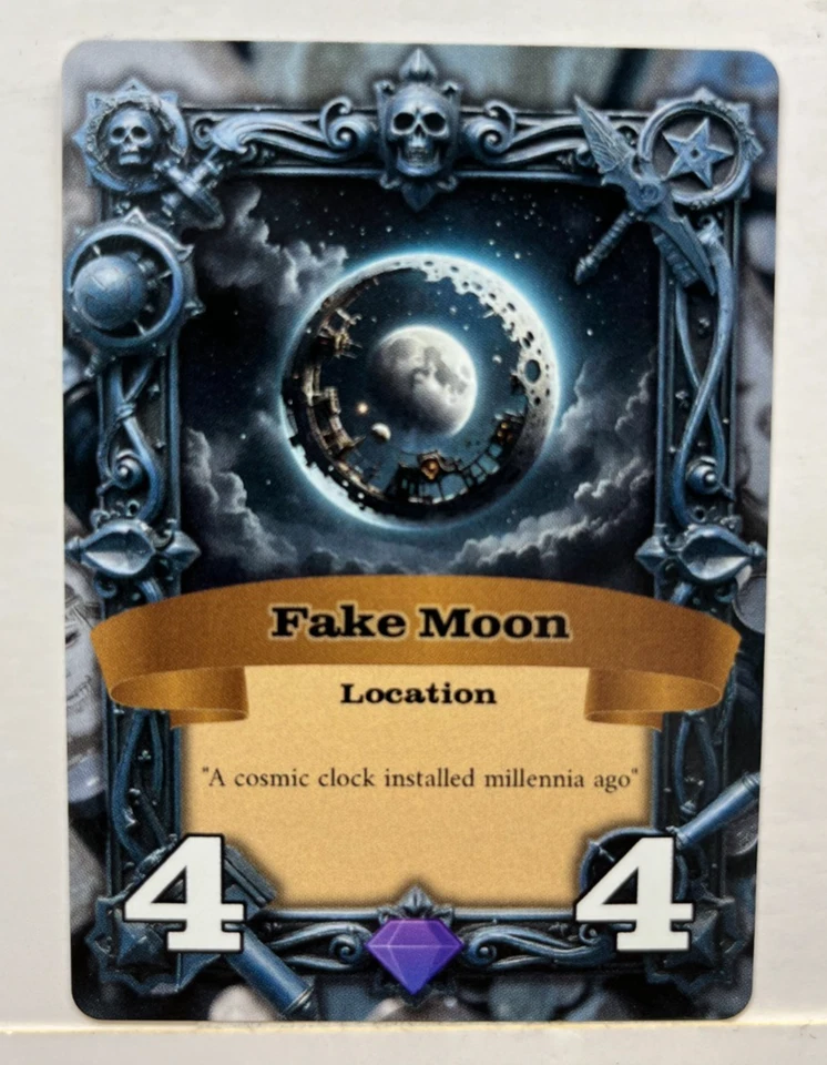 Conspiracy Theory TCG Promo Card Fake Moon Satellite Location Epic Aliens A7  - Image 1 of 1