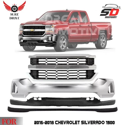 Front Bumper Chrome & Grille Assembly Kit For 2016-2018 Chevrolet Silverado 1500 Foto 1 de 4