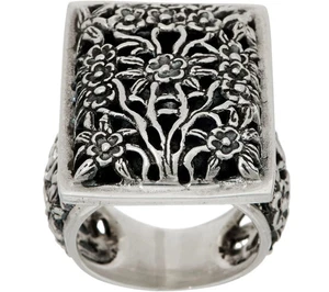 EXEX by Claudia Agudelo Sterling Silver Floral Design Ring Size 7 - Picture 1 of 5