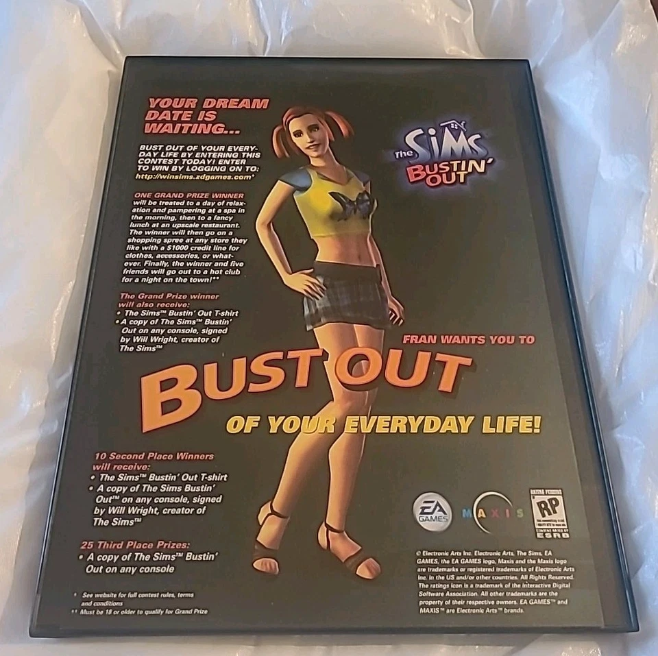 The Sims Bustin' Out  Video Game Print Ad 2003 Framed 8.5X11  - Image 1 of 1