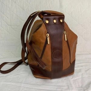 MA Italy braun Leder gold Nieten Top Handle Tote Rucksack wandelbar (Mängel) - Bild 1 von 16