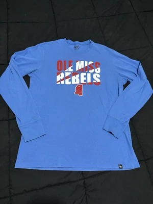 Camiseta de manga larga azul Ole Miss Rebels marca M University of Mississippi '47 para hombre Foto 1 de 4