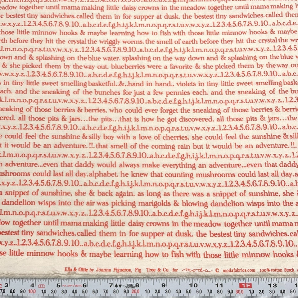 Tela de algodón Ella & Ollie por Fig Tree & Co. Moda texto y palabras por media yarda Foto 1 de 2