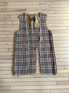 Burberrys Lining Long Gilet Nova Check Vintage 100% Wool Burberry Unisex - Picture 1 of 15
