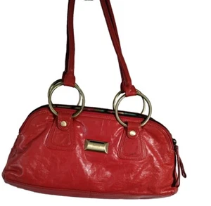 Vintage Latico Red Leather 3 Zipper Compartment Shoulder strap Purse - Picture 1 of 12