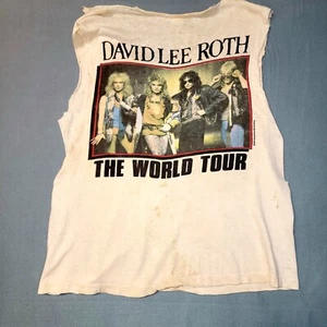 1986 David Lee Roth The World Tour T Shirt Diamond Dave Shredded 1986 - Picture 1 of 7