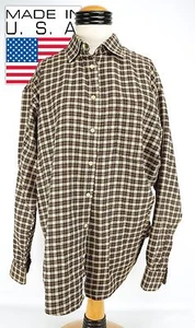 Gitman Bros Red Brown Cream Cotton Plaid Check Shirt Large USA - Picture 1 of 5