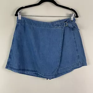 American Eagle Super Hi Rise Denim Skort Size 10 Blue Cotton Linen Blue - Picture 1 of 12