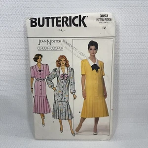 Butterick 3853 Misses Drop Waist Dress Pleated Skirt Pattern 12 *Uncut - Picture 1 of 5