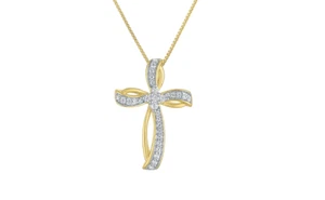 0.50CT Lab Created Diamond Infinity Cross Pendant Chain 14K Yellow Gold Plated - Picture 1 of 5