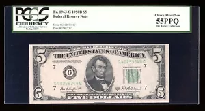 DBR 1950-B $5 FRN Chicago Fr. 1963-G PCGS 55 PPQ Serial G40259344C - Picture 1 of 2