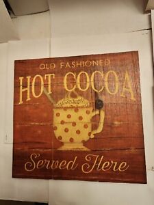  📈💸🇺🇸⚡️ "OLD Fashioned HOT COCOA Served Here" Red Block Sign 10 X 10.5 X .75