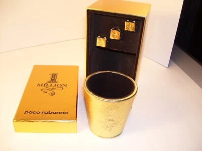 Paco Rabanne 1 millón Promo Cuero Tono Dorado Dados Taza Acero Dados Dimond Pips Foto 1 de 4