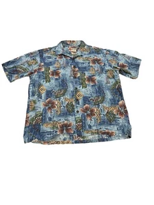 Hilo Hattie Hawaiihemd Blumen- und Maritimdruck blau grün rot Größe L - Bild 1 von 6