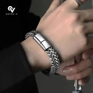 Mens Cuban 316L Stainless Steel Silver Curb Retro Link Chain Bracelet Mens Women - Picture 1 of 35