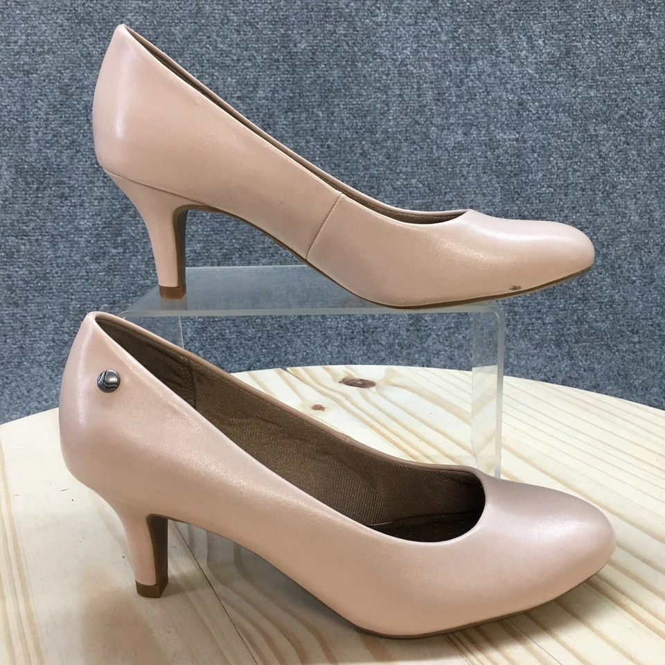 LifeStride 高跟鞋女式 6.5 M Parigi 高跟鞋休闲粉色人造皮革懒人鞋 — 第 1/4 张图片