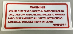 Cessna Aircraft Placard, P/N 0705097-1 (New) PSA - Picture 1 of 2