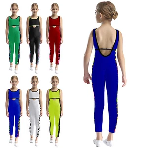 Kids Girls Full Body Jumpsuit One Piece Bodysuit Fashion Activewear Jogging - Picture 1 of 63