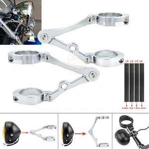 39mm-41mm Motorcycle Chrome Headlight Brackets Mount Clamp Fork Spotlight Holder - Picture 1 of 9