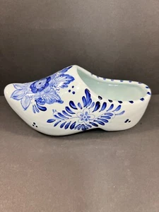 Vintage Delft Blauw weiß blau 7" Porzellan holländischer Schuh Clog Übertopf handbemalt - Bild 1 von 9