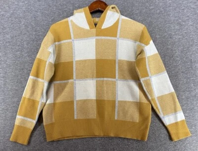 Suéter Rachel Rachel Roy Para Mujer’s M Tejido Pullover Sudadera con Capucha Azul Tostado Blanco A Cuadros Foto 1 de 4