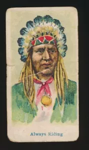 1910 E49 American Caramel WILD WEST CARAMELS -Native American "ALWAYS RIDING" - Picture 1 of 2