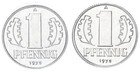 DDR 1 Pfennig 1975 Alu- Probe Wertseite 2x keine Drehung  prägefrisch    94247