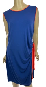 Vestido Vaina Saint Tropez West Sin Mangas Talla 2X Azul con Borde Naranja Rayón/Spandex - Imagen 1 de 5