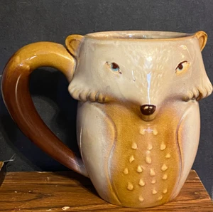 Gibson Home Keramik dicker Griff figural Fox Becher groß Kaffee heiße Schokolade Tasse - Bild 1 von 9