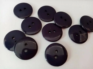 10 Navy Sewing Buttons 22mm 7/8" Resin Dark Blue Buttons Clothes & Crafts - Picture 1 of 2