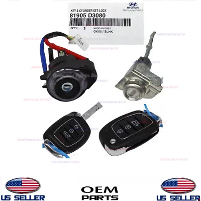 Genuine OEM Lock Key & Cylinder Set 2016-2021 Hyundai Tucson 81905-D3080 - Image 1 of 2