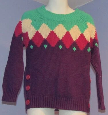 Girls Garnet Hill Kids Teal/White/Pink/Purple Sweater S - Image 1 of 4