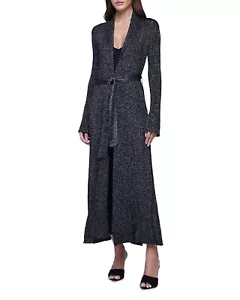 L'Agence Women's Marija Duster Cardigan Black M Missing Belt B4HP $495 - Picture 1 of 3