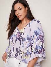 AUTOGRAPH - Plus Size - Womens Tops -  Elbow Sleeve Ruffle Trim Peasant Top