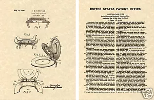 WC-Sitzbezug US-Patent Kunstdruck RAHMENFERTIG!! Vintage 1936 Flip - Bild 1 von 1