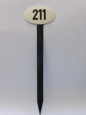 Vintage Sweden Enamel Porcelain Garden / Yard House Number 211 Sign on Stick Cover