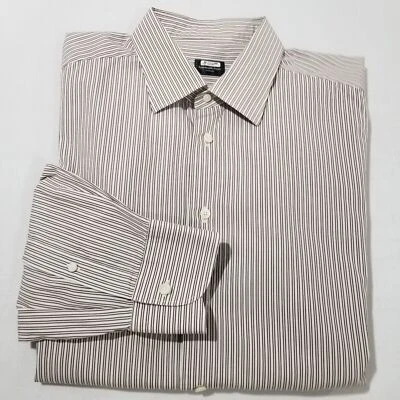 Camisa de vestir Ermenegildo Zegna Su Misura para hombre 17,5 48 algodón a rayas blanco crema Foto 1 de 4