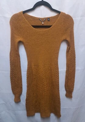 Anthro Knitted Knotted 100% Alpaca Rust Color Knit Sweater Dress Sz S GUC  - Image 1 of 4