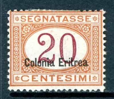 Italy 1920 Colony ERITREA 20¢ Postage Due OP at Bottom Scott J3a Mint T810 - Image 1 of 4