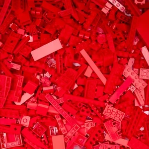 Rote Legosteine, gemischtes Restposten, Balken, Platten, Sonderstücke, klein, 500g - Bild 1 von 4