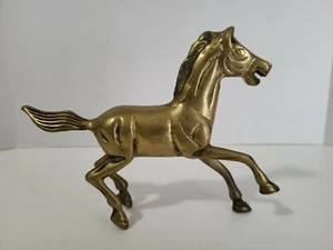 Vintage Brass Horse Figurine Statue Measures 8 1/4"L x 2"W x 6 1/4" Tall - Picture 1 of 12