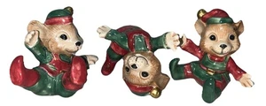 Vintage OCI FITZ & FLOYD Natale ELF Mouse 3 topi cadenti adorabile Omnibus - Foto 1 di 5