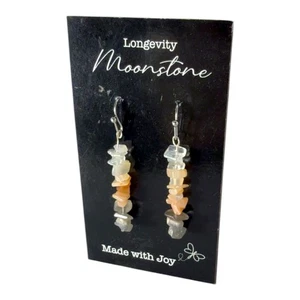 Brand New Handmade Rainbow Moonstone Chip Earrings – Longevity & Feminine Energy - Picture 1 of 8