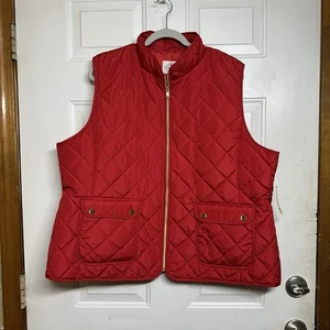 Womens St John's Bay Cabaret Red Light Quilt Zip Vest Gold Hardwear 2X NWT - Picture 1 of 4