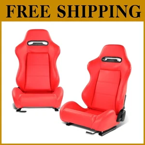 Red Universal Racing Seats Pair - Picture 1 of 8