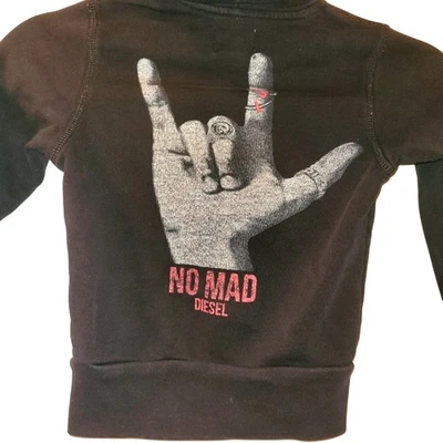 Moletom com capuz Diesel masculino preto No Mad Diesel zíper completo tamanho 4 - Imagem 1 de 4