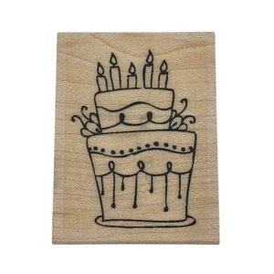 Endless Creations Holz montiert Gummistempel Geburtstag Torte Stufenkerzen ausgefallen - Bild 1 von 5