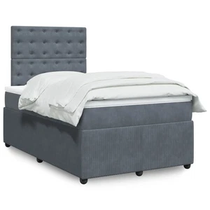 Boxspring met matras fluweel donkergrijs 120x190 cm boxspring ledikant vidaXL - Afbeelding 1 van 14