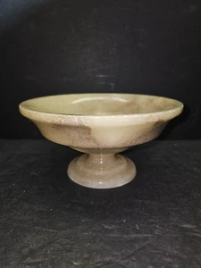 Vintage handgefertigte Marmor Onyx Kompott Schüssel Herzstück Schale schwer 8" Durchmesser 4" hoch - Bild 1 von 11